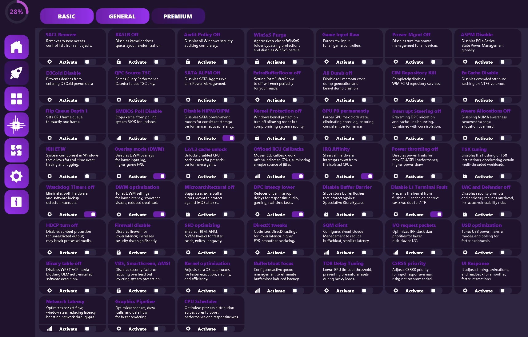 Premium tweaks