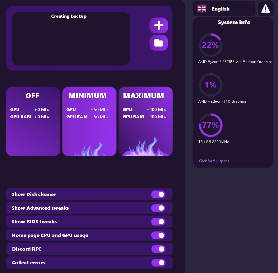 Settings and Backups